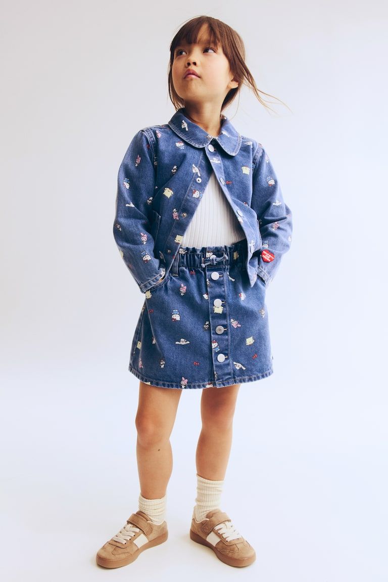 Printed Denim Skirt