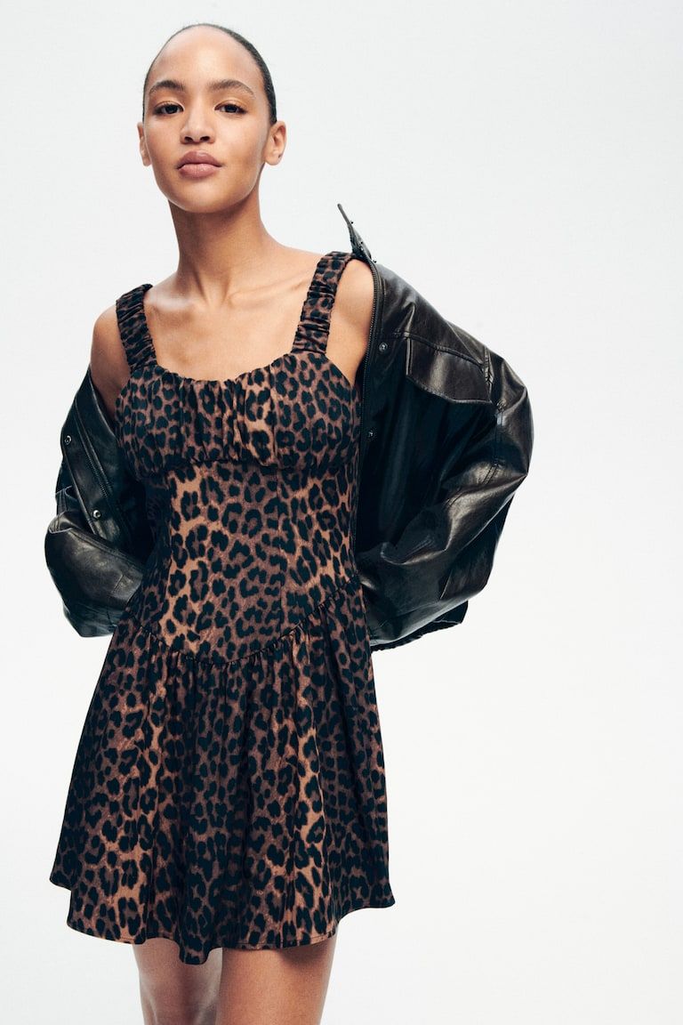 Printed Flared-Skirt Dress