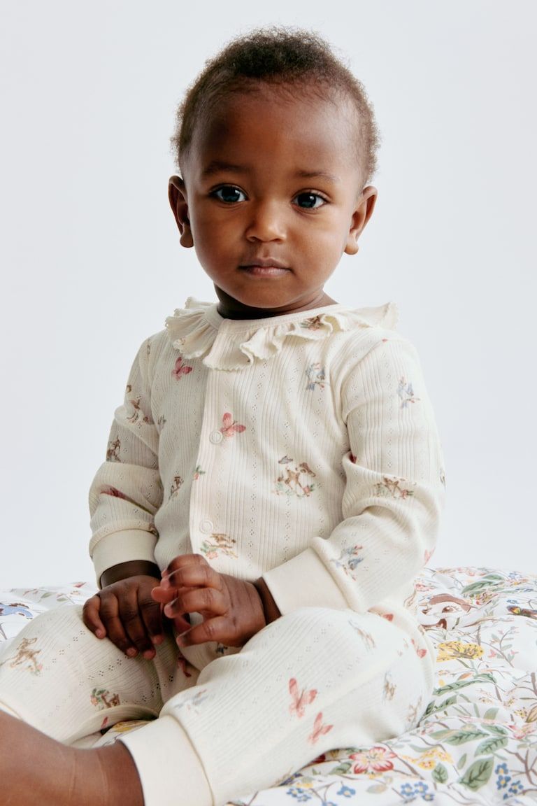 Printed Pointelle Pajama Jumpsuit
