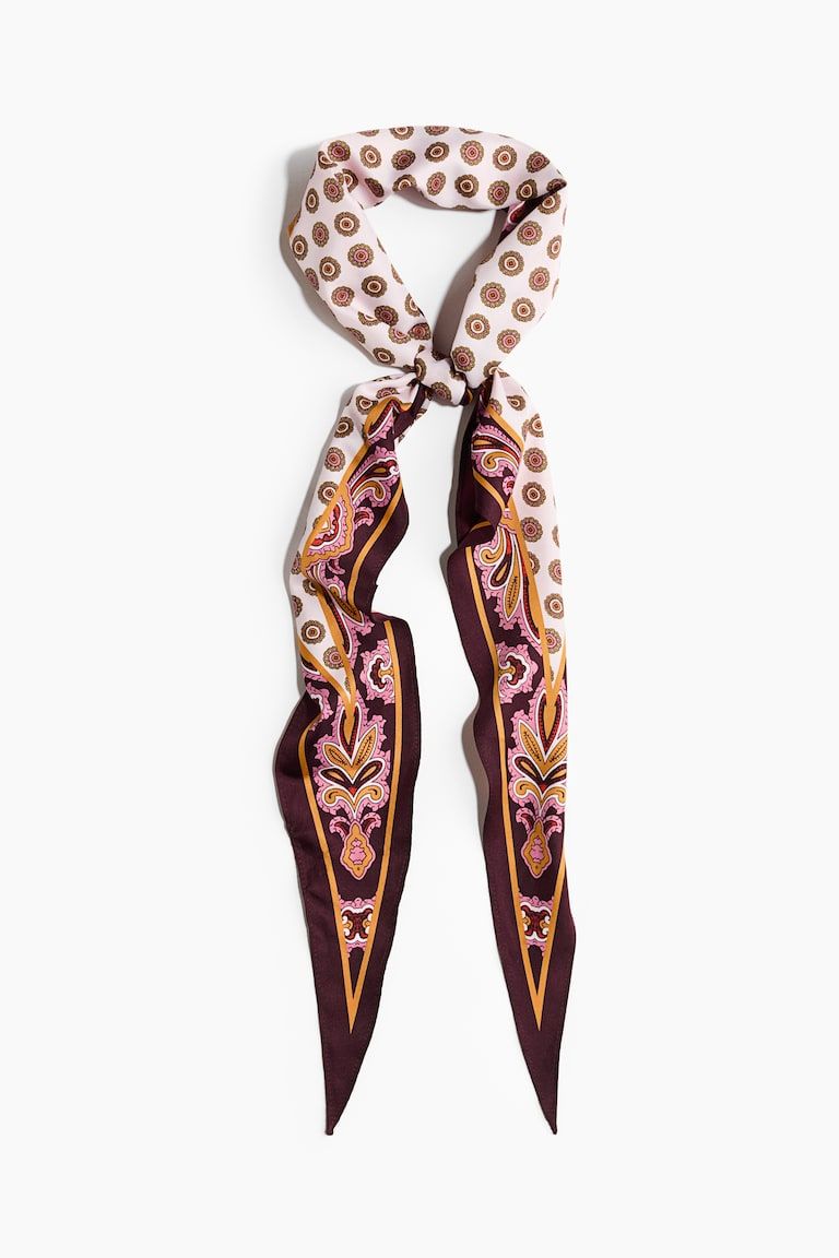 Printed Satin Triangle Scarf