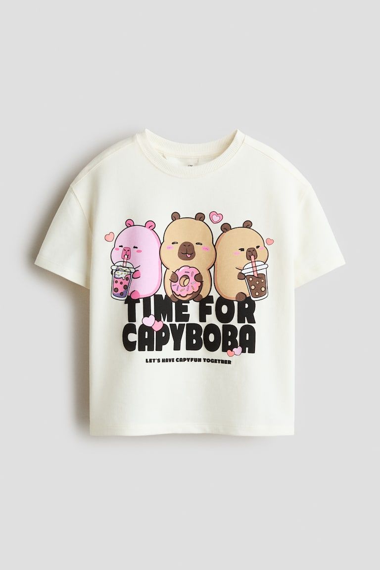 Printed Short-Sleeved Sweatshirt