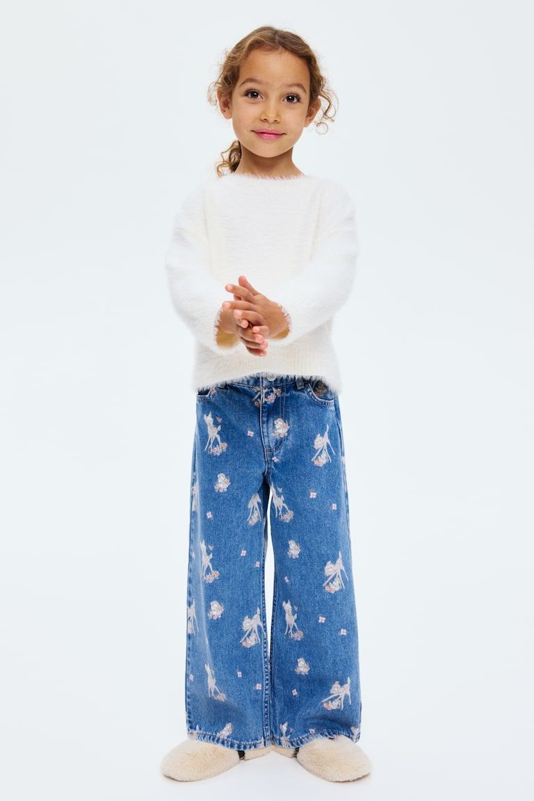 Printed Wide Leg Jeans