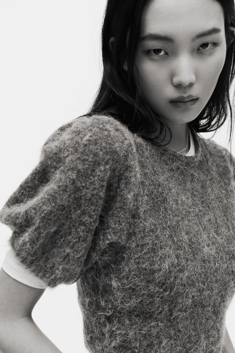 Puff-Sleeved Knit Top