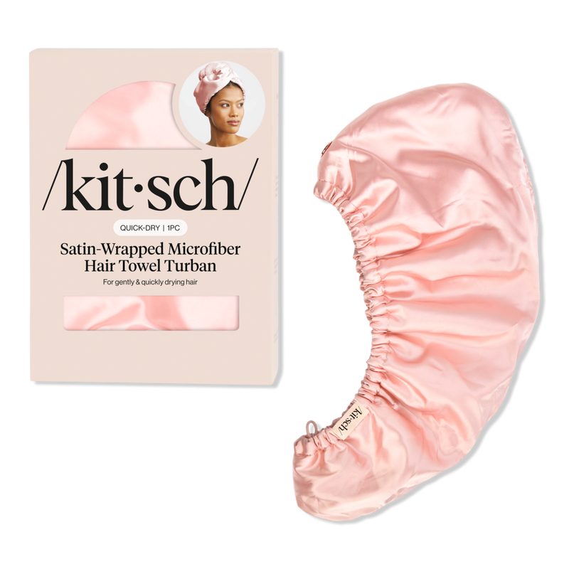 Quick Drying Satin Lined Microfiber Hair Towel - Blush