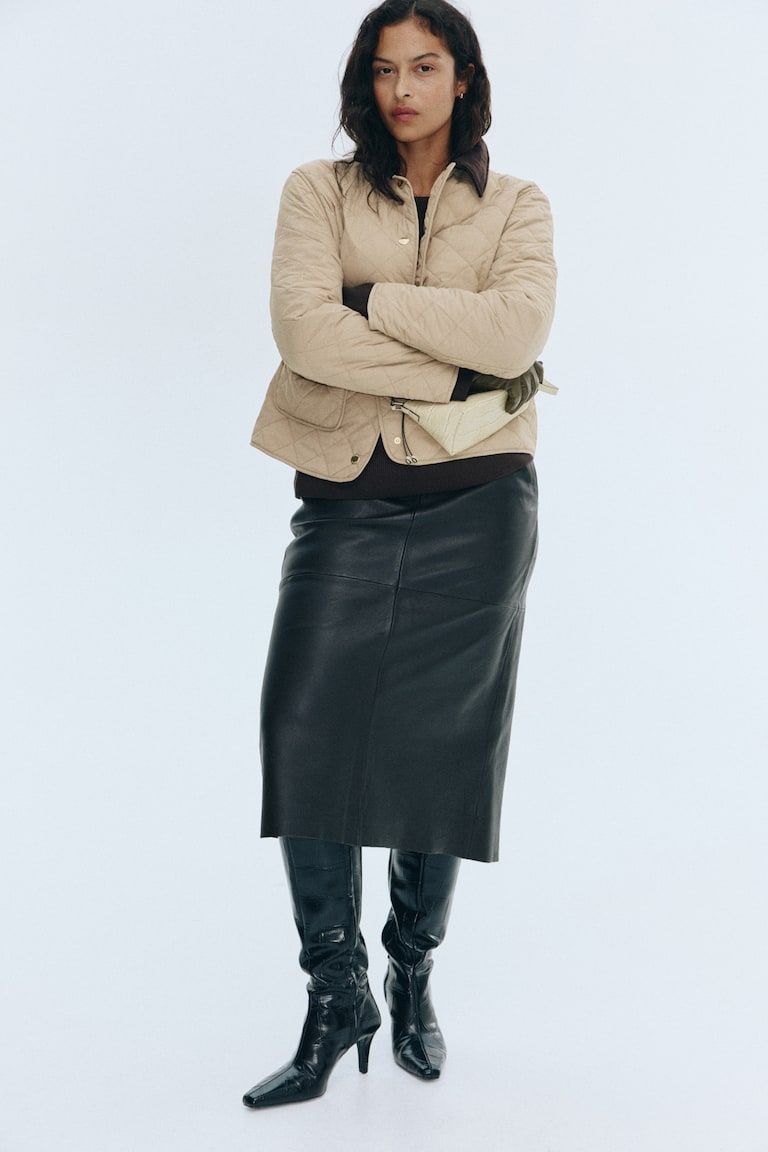 Quilted Jacket with Corduroy Collar