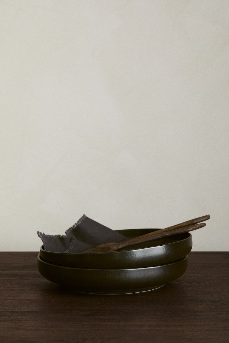 Reactive-Glaze Stoneware Serving Bowl