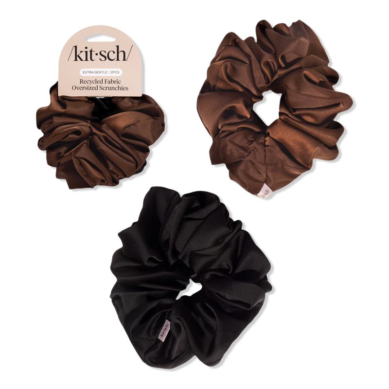 Recycled Fabric Brunch Scrunchies - Black & Chocolate
