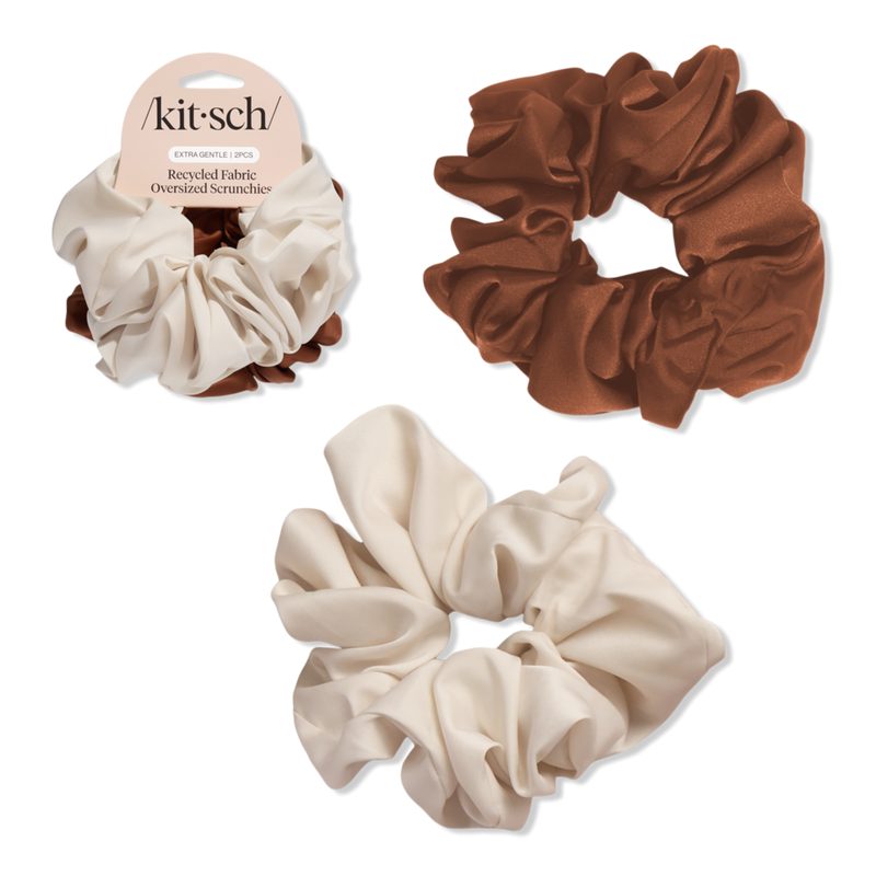 Recycled Fabric Brunch Scrunchies - Cream & Camel