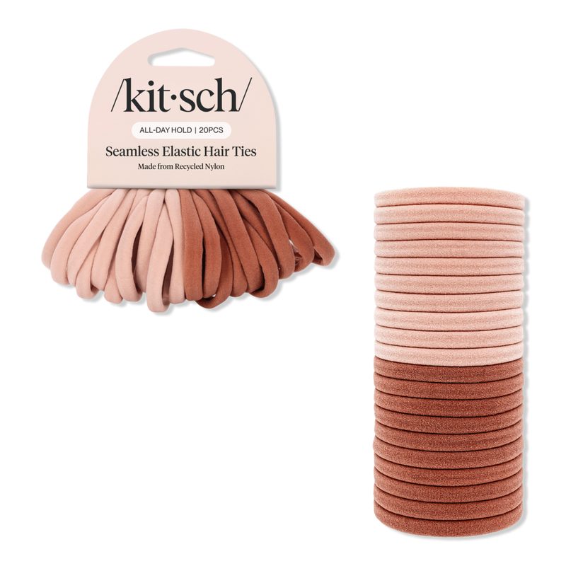 Recycled Fabric Seamless Hair Elastics 20pc Set - Blush
