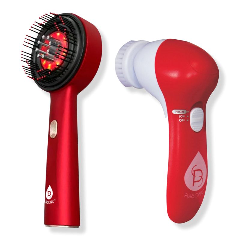 Red Light LED Scalp & Hair Therapy Brush & Advanced Facial Cleansing