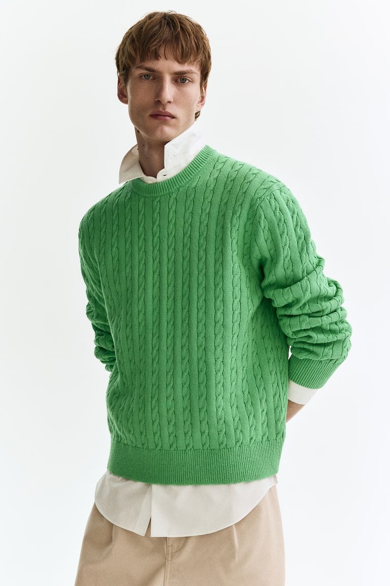 Regular-Fit Cable-Knit Sweater