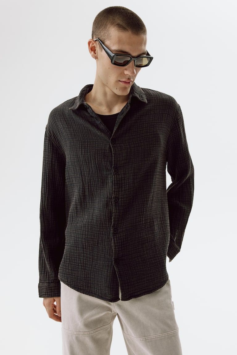 Regular-Fit Cotton Muslin Shirt