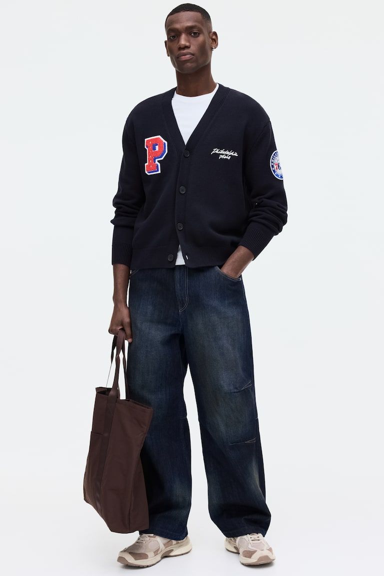 Regular-Fit Embroidered-Motif Cardigan