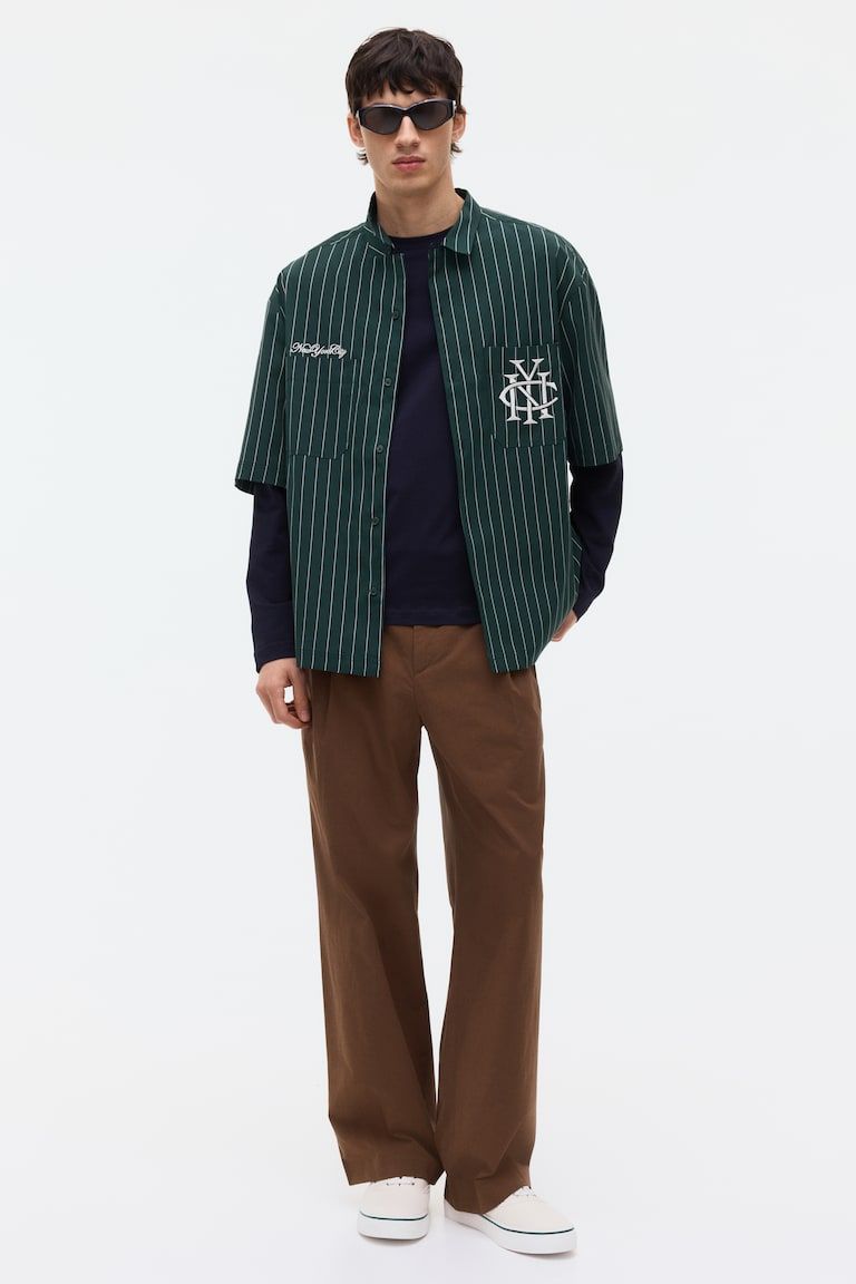 Regular-Fit Embroidered-Motif Shirt