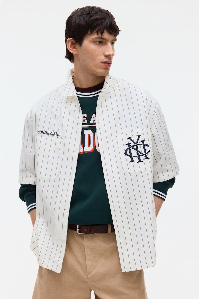 Regular-Fit Embroidered-Motif Shirt