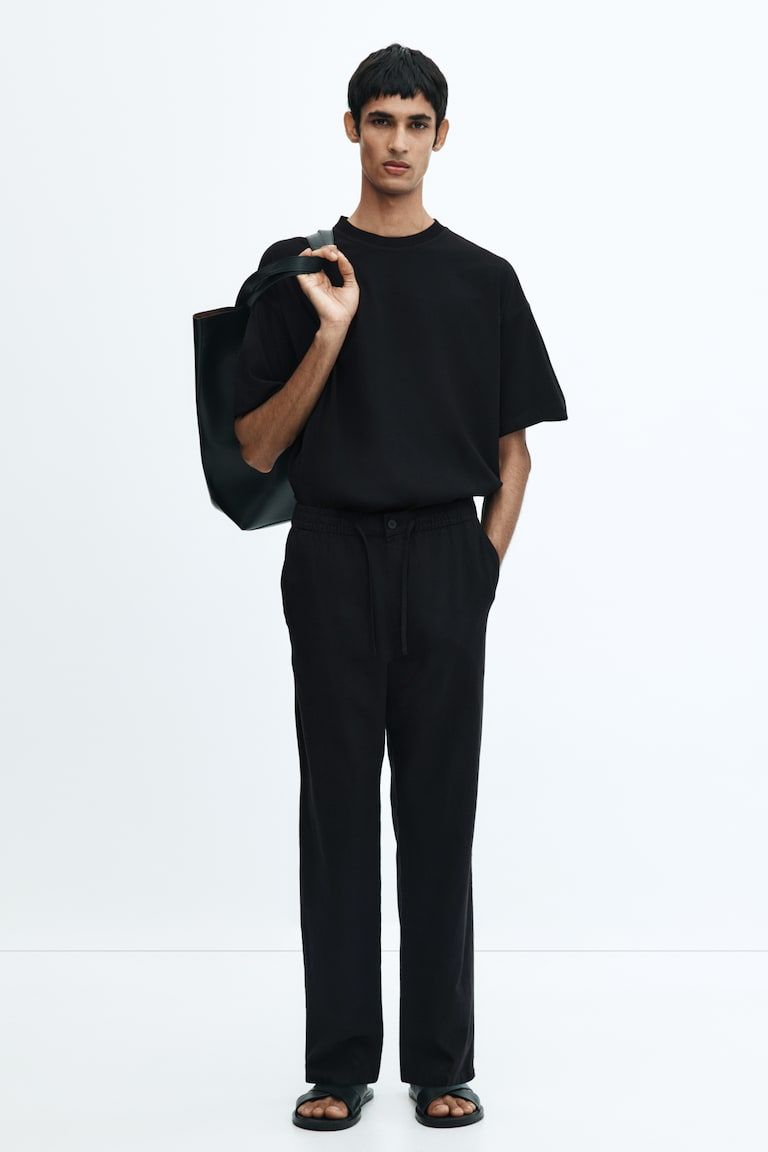 Regular-Fit Linen-Blend Pants