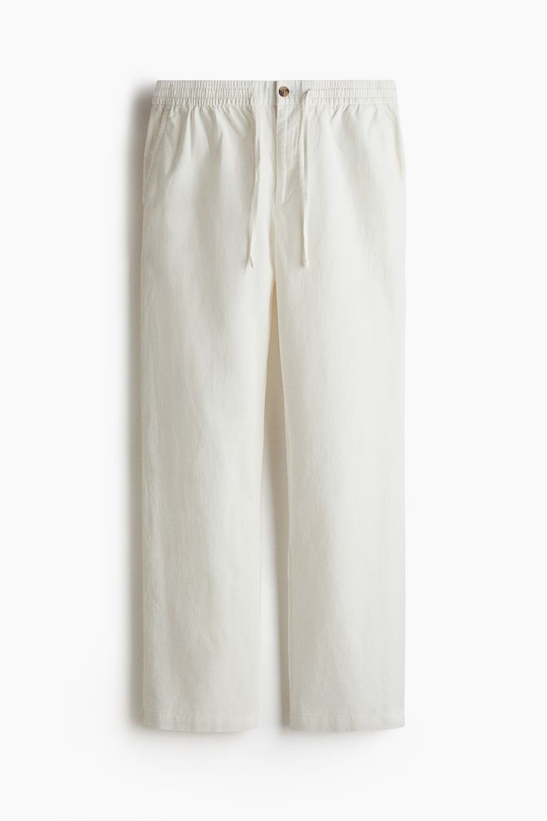 Regular-Fit Linen-Blend Pants