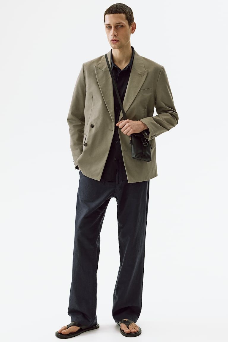 Regular-Fit Linen-Blend Pants