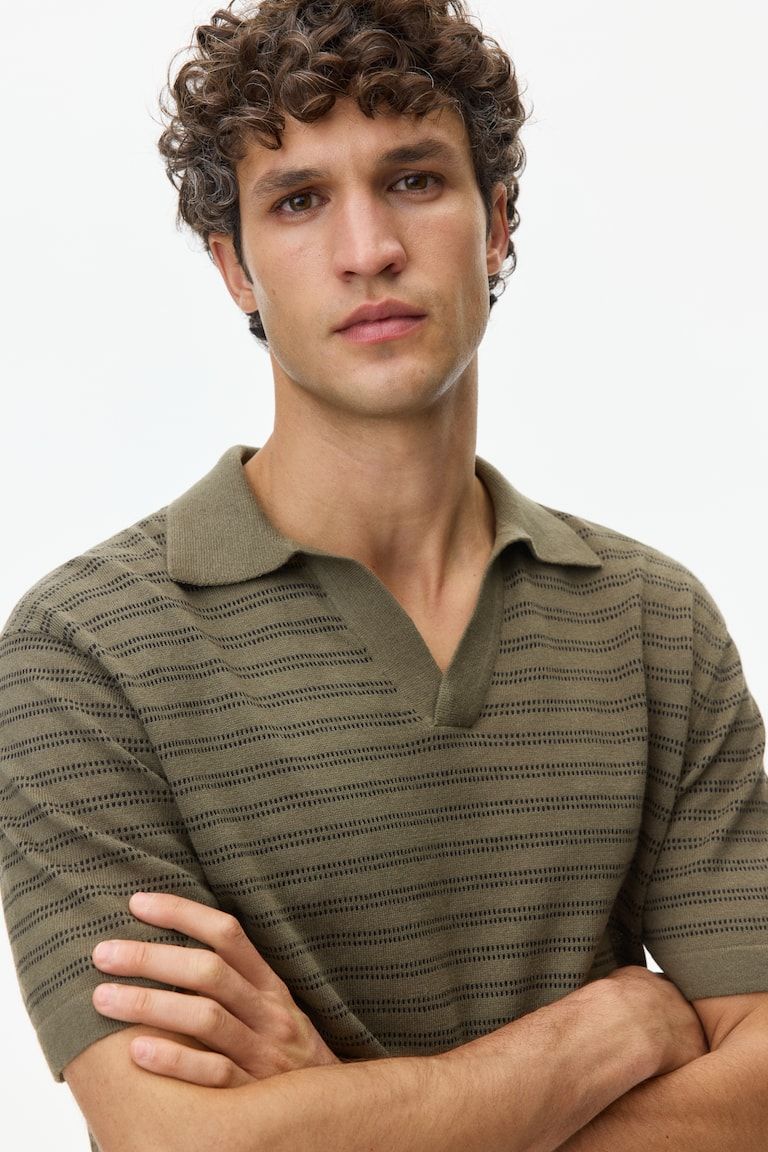 Regular-Fit Linen-Blend Polo Shirt