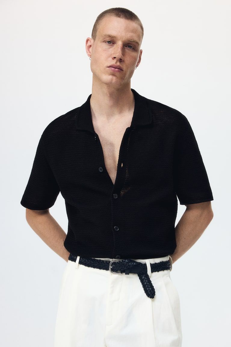 Regular-Fit Open-Knit Shirt