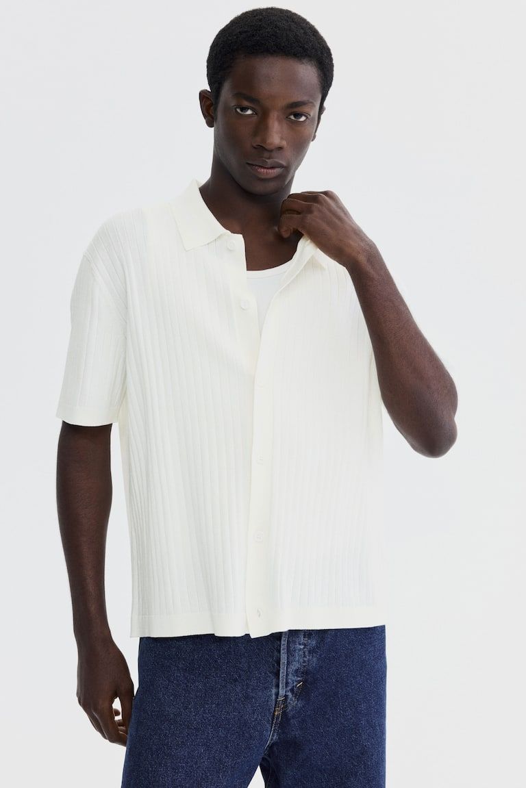 Regular-Fit Rib-Knit Shirt