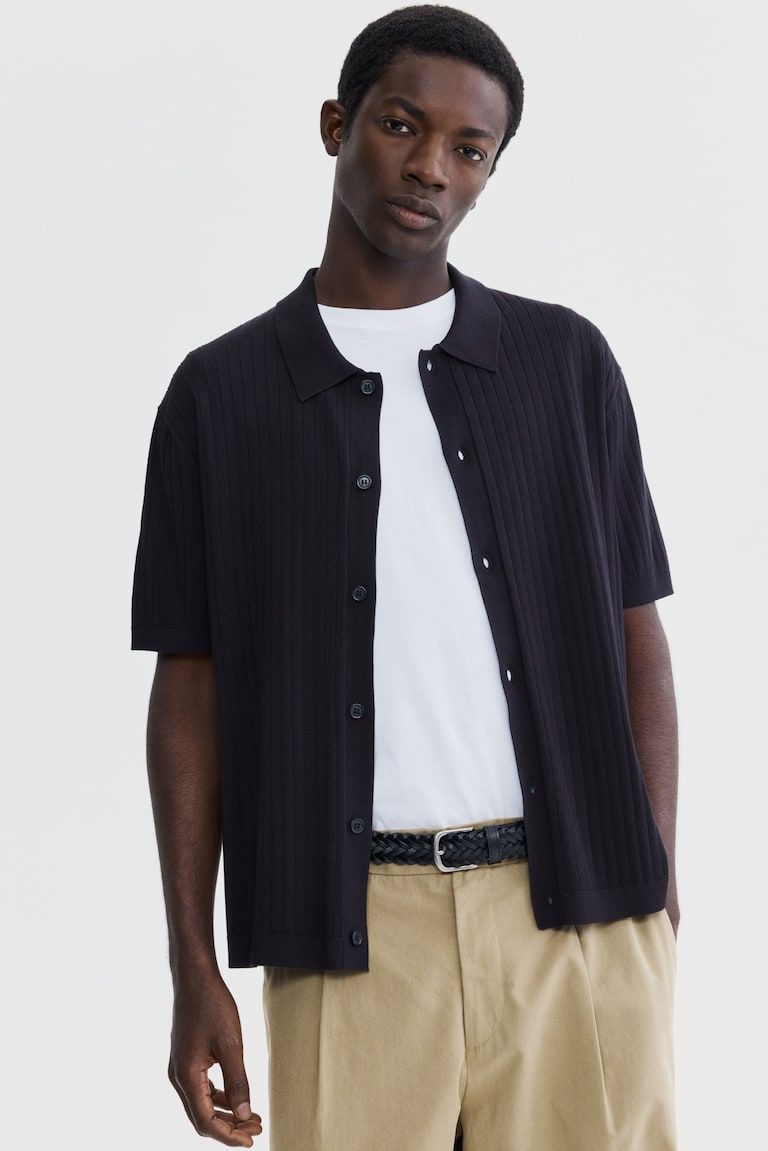 Regular-Fit Rib-Knit Shirt