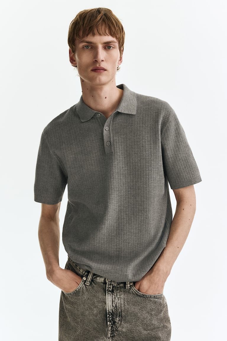 Regular Fit Textured-Knit Polo Shirt