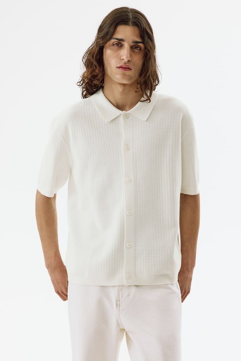 Regular-Fit Textured-Knit Shirt