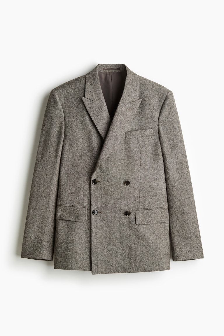 Regular Fit Wool-Blend Double-Breasted Jacket