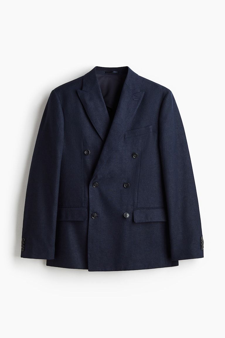Relaxed-Fit Double-Breasted Linen-Blend Jacket