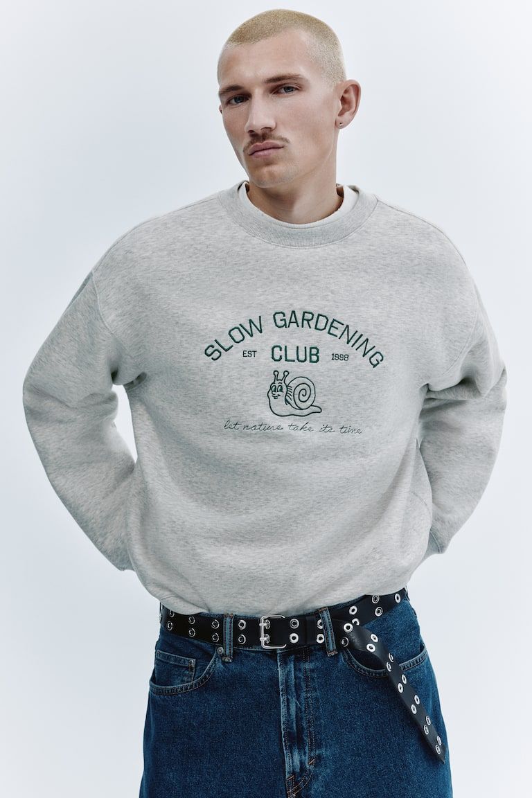Relaxed-Fit Embroidered-Motif Sweatshirt
