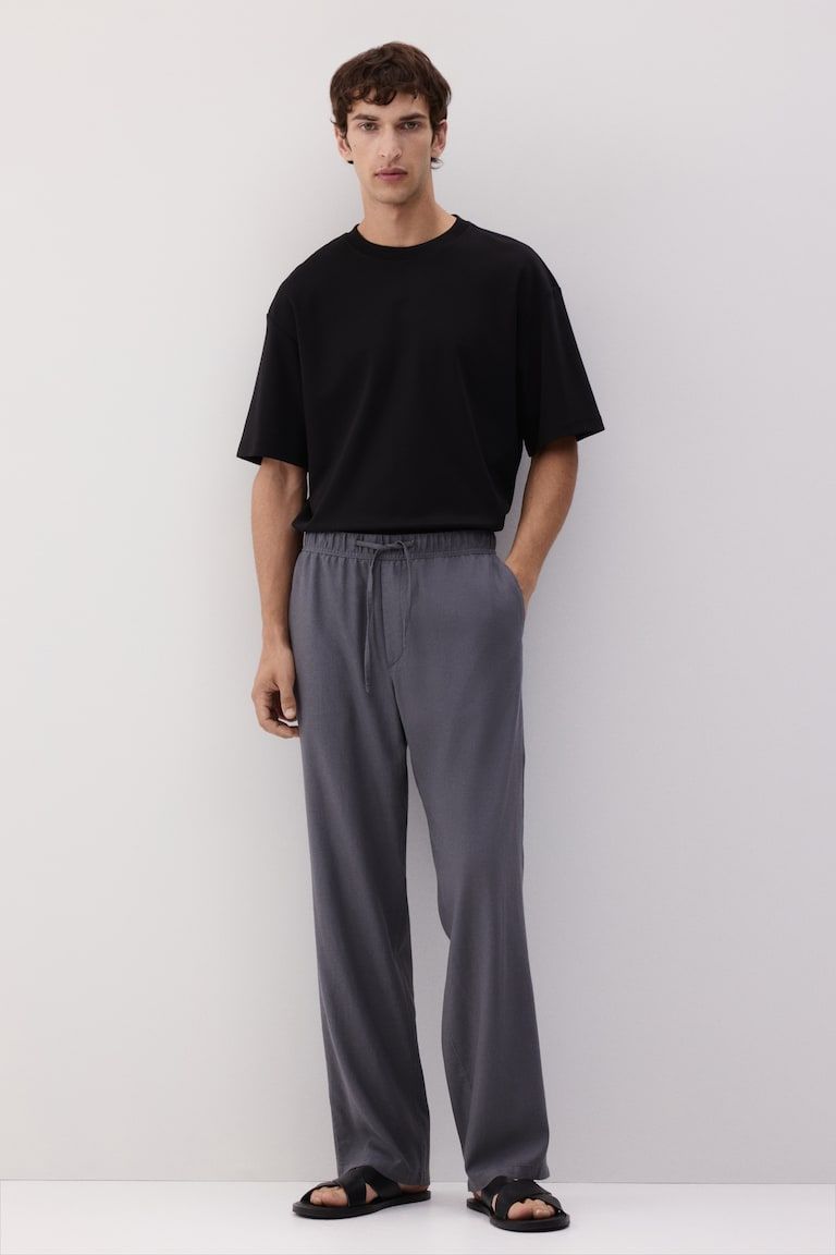 Relaxed Fit Linen-Blend Pants