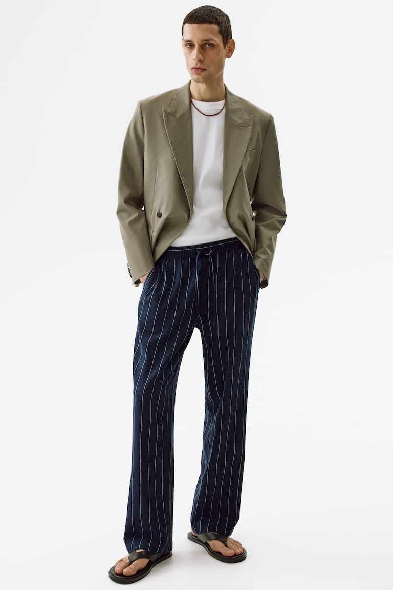 Relaxed-Fit Linen-Blend Pants