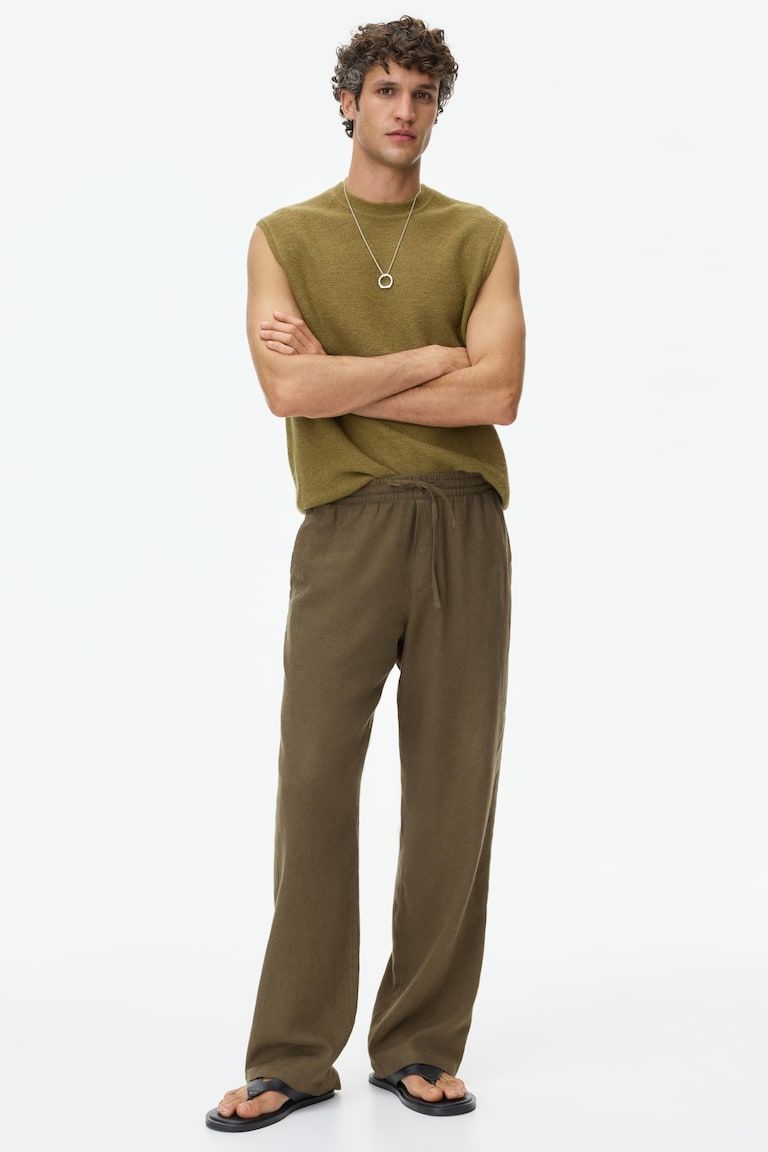 Relaxed-Fit Linen-Blend Pants
