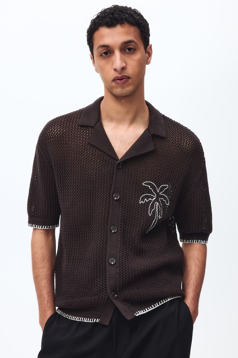 Relaxed-Fit Open-Knit Resort Shirt