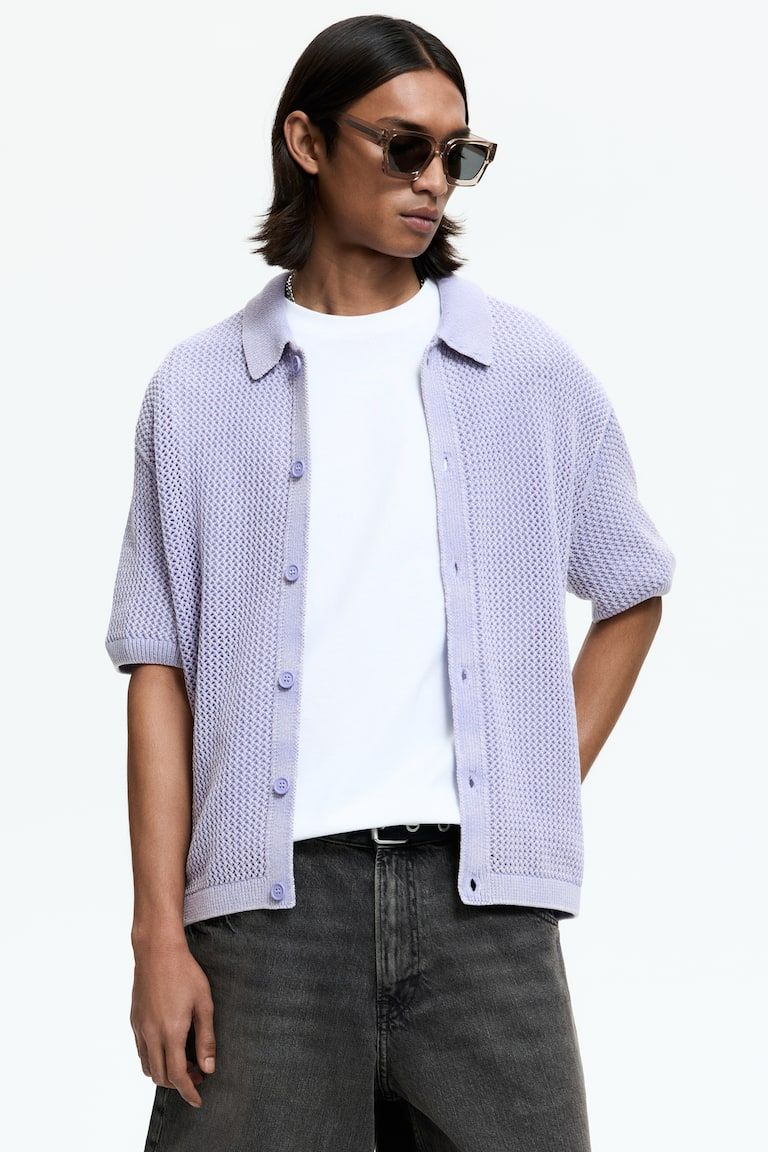 Relaxed-Fit Open-Knit Shirt