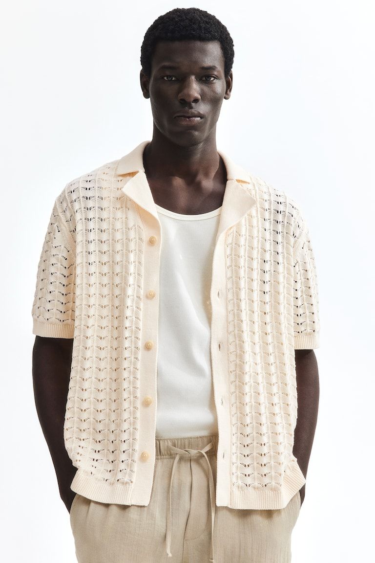 Relaxed-Fit Pointelle-Knit Resort Shirt