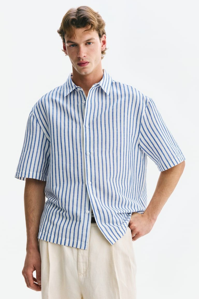 Relaxed-Fit Short-Sleeved Linen-Blend Shirt