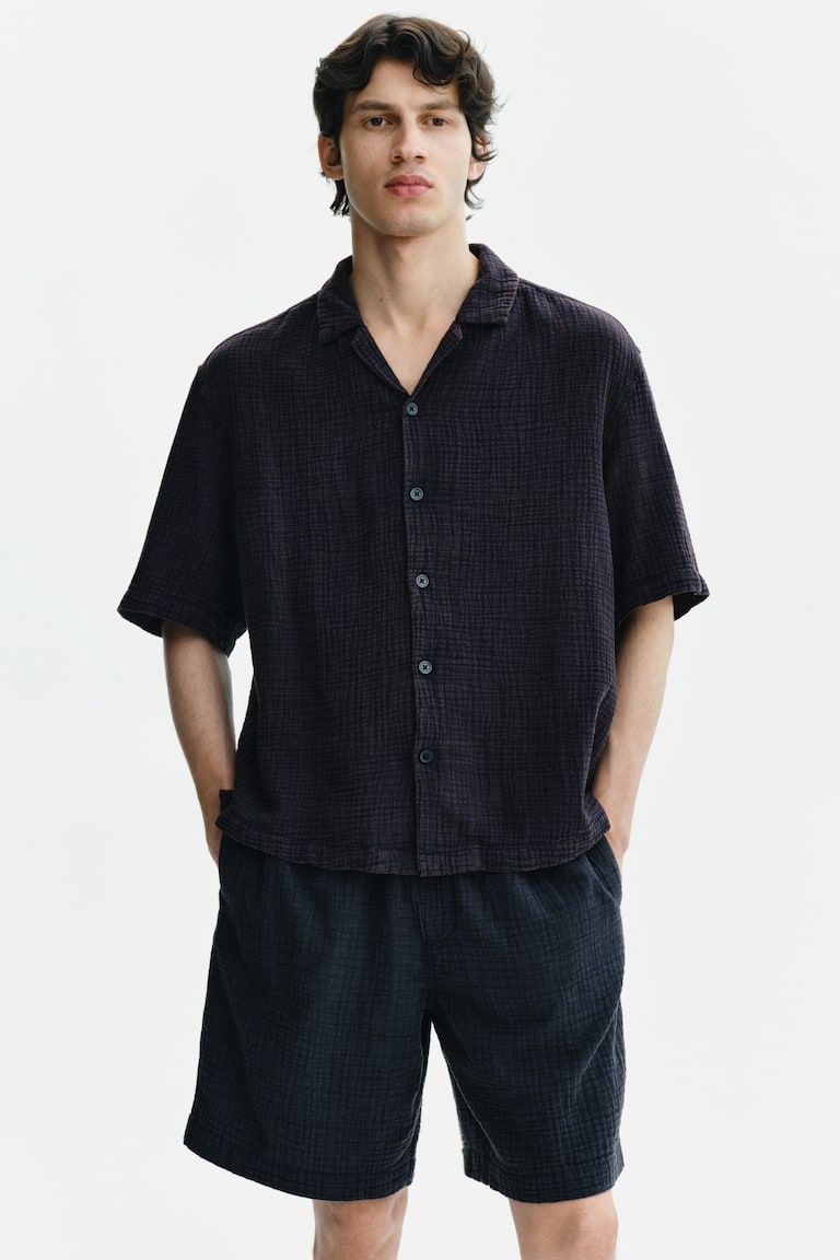 Relaxed-Fit Short-Sleeved Muslin Shirt