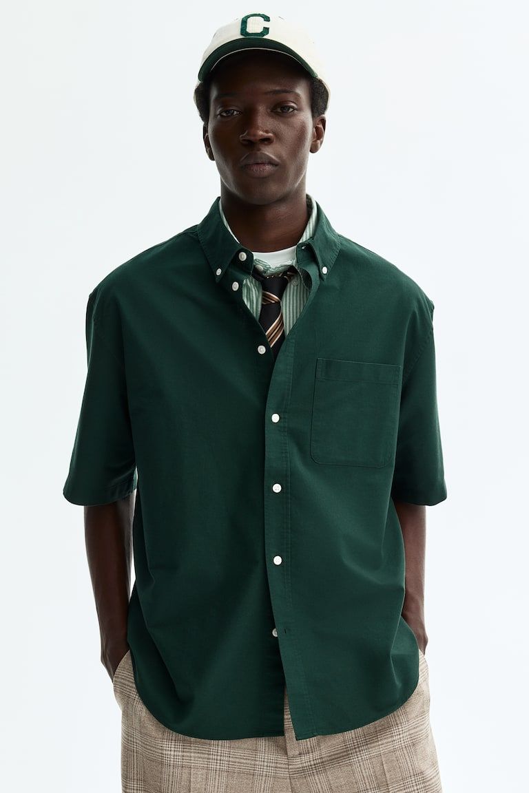 Relaxed-Fit Short-Sleeved Oxford Shirt