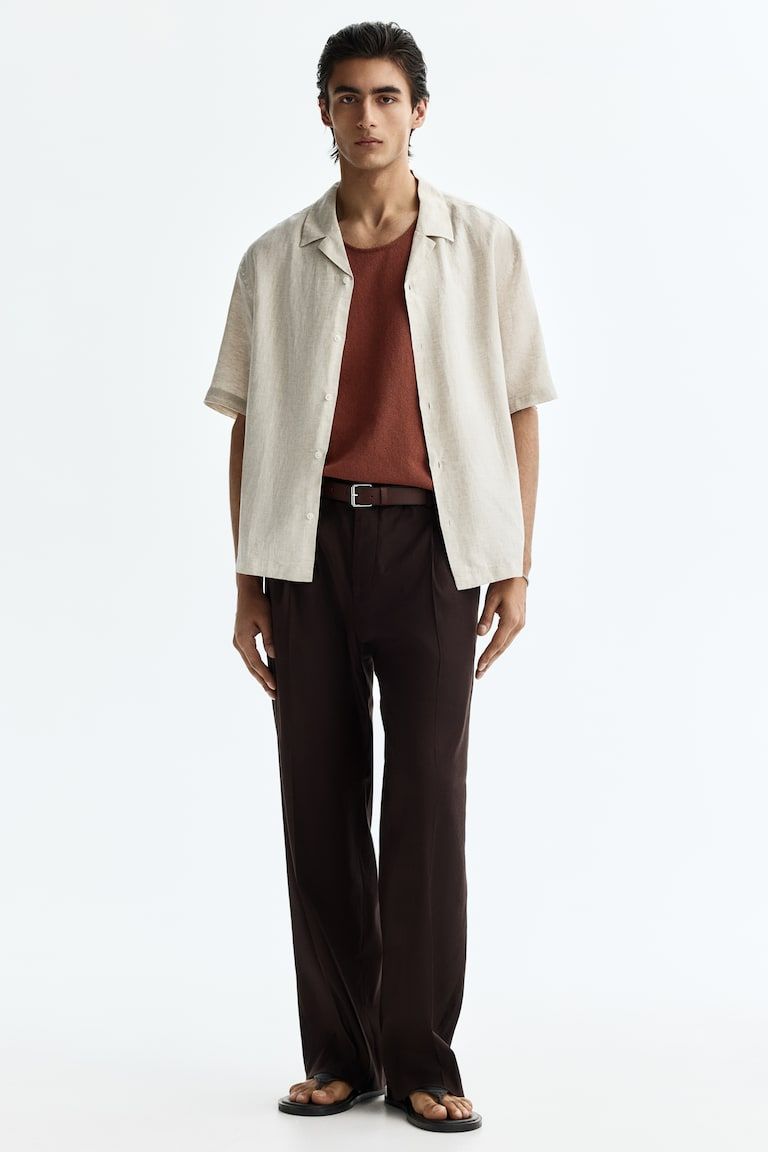 Relaxed-Fit Tailored Linen-Blend Pants