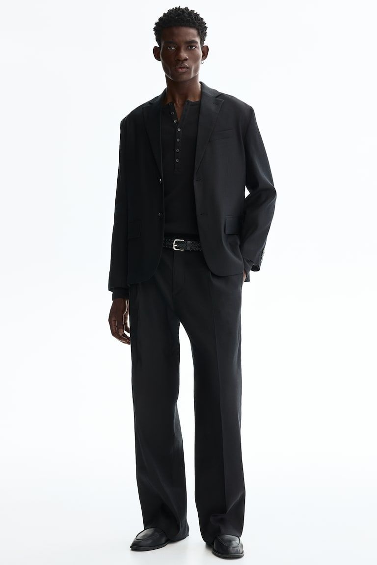 Relaxed-Fit Tailored Linen-Blend Pants