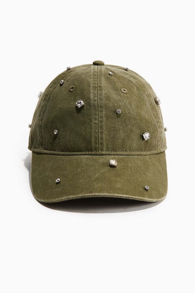 Rhinestone-Embellished Twill Cap