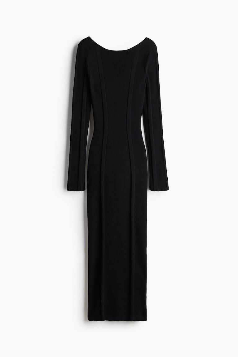 Rib-Knit Bodycon Dress with Low-Cut Back