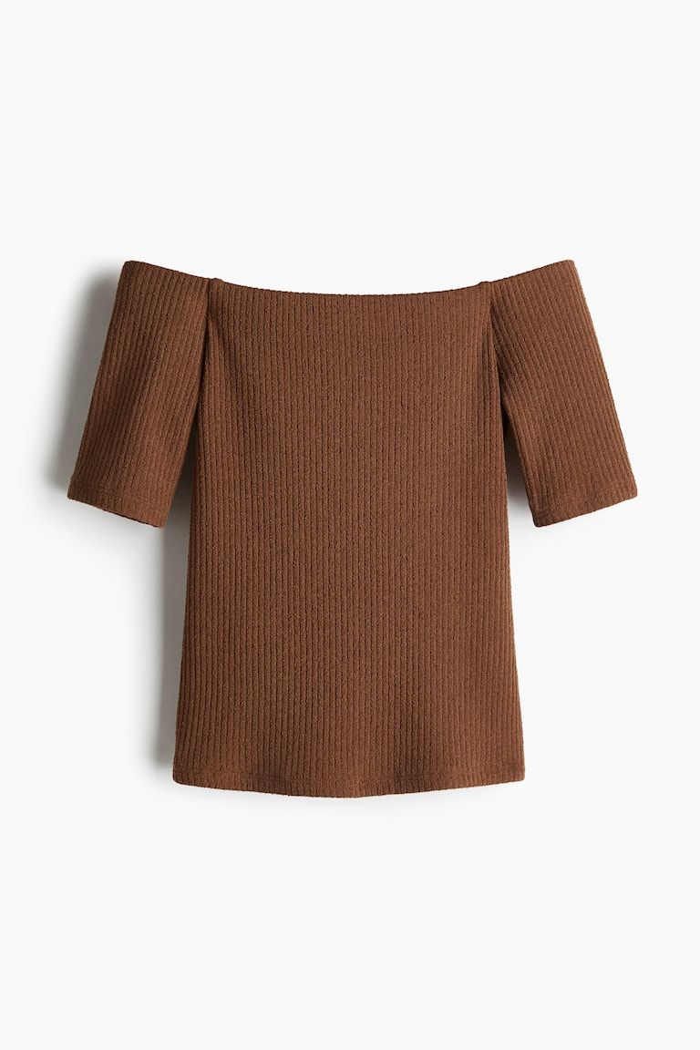 Rib-Knit Off-the-Shoulder Top