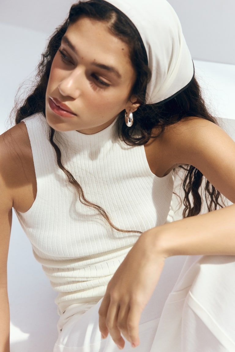 Rib-knit turtleneck top