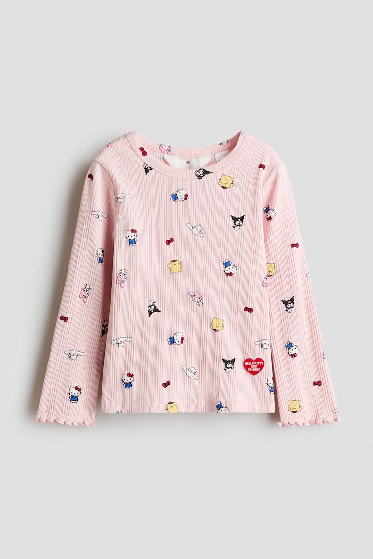 Ribbed Printed Top
