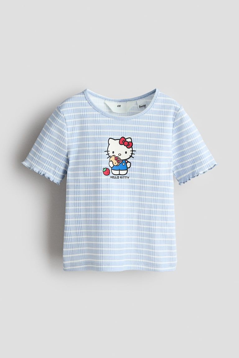 Ribbed Printed Top