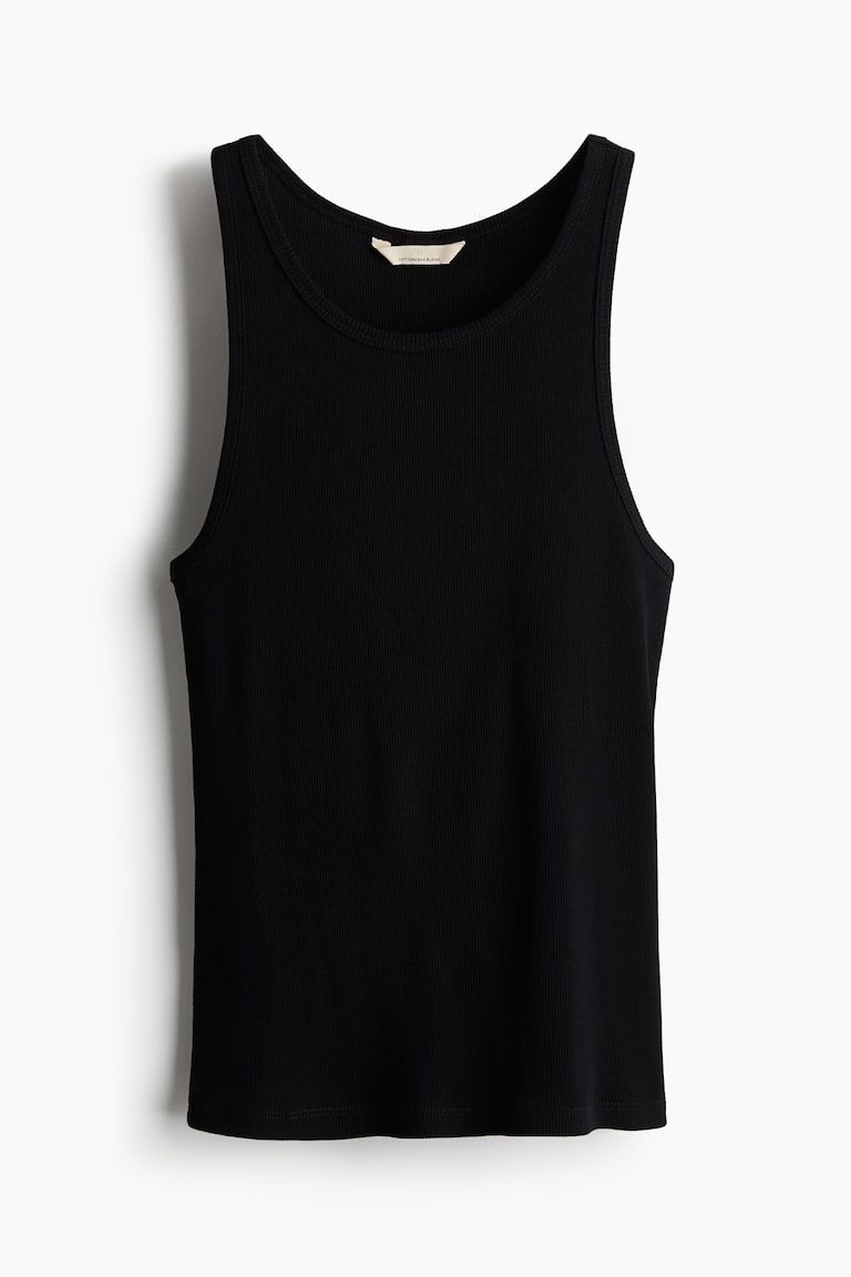 Ribbed Silk-Blend Tank Top