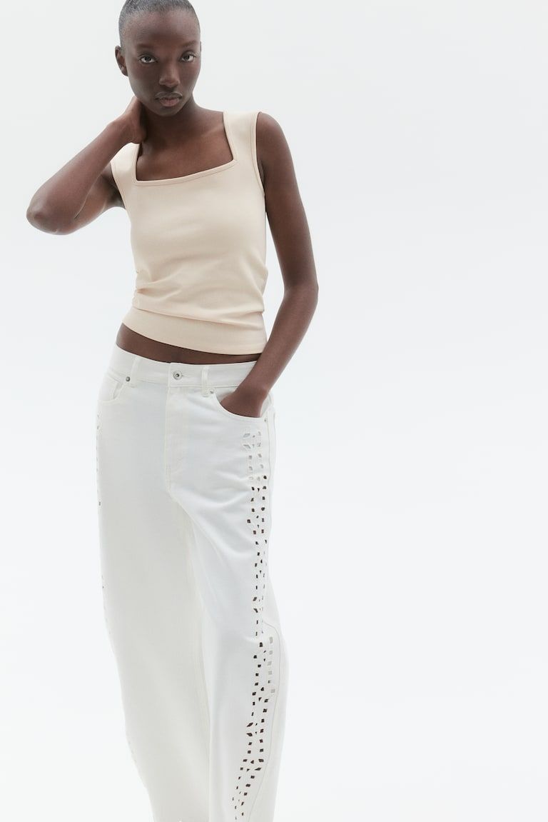 Ribbed Square-Neck Tank Top